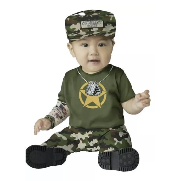 Private Duty Military Halloween Costume, Sz Baby 18-24 Month 2 pc: jumpsuit, hat - Picture 1 of 8